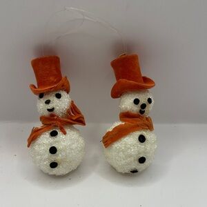 Pair of vintage Cowboy Frosty ornament Made in Hong Kong